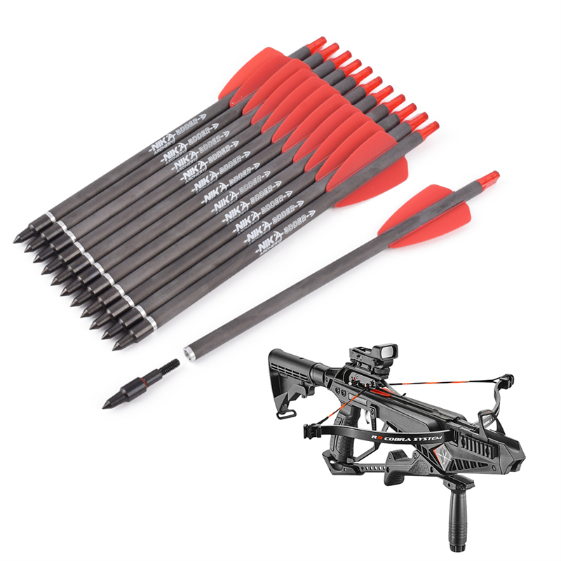 Nika bågskytte 113167-02 ID6.2mm 7.5INCH Kolfiber Crossbow Bolts Plast Nock Bågskytte Shoote Cobra System ADDER/R9/RX